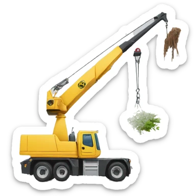Crane removing tree  sticker