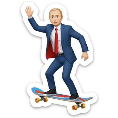 putin riding skate board sticker