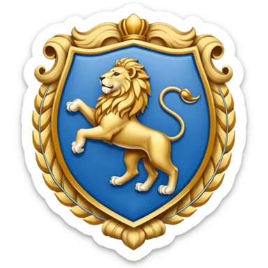 lion emblem with blue white and gold color sticker