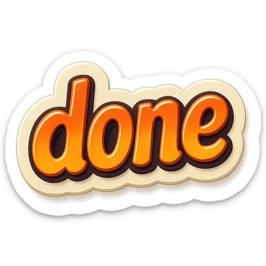 the word 'done' as a standalone icon in retro stickers style sticker