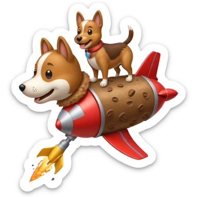 Dog flying poop rocket  sticker