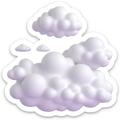 a person flying, entirely made of small very white fluffy convex clouds, minimalist, airy sticker