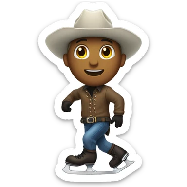 ice skating cowboy sticker