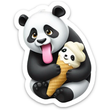 Panda eating ice cream sticker