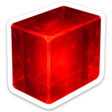 a rectangular ruby block, jewel-like shine, vivid red, translucent, glowing effect sticker