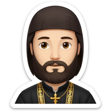  orthodox priest with dark brown long hair and beard   sticker