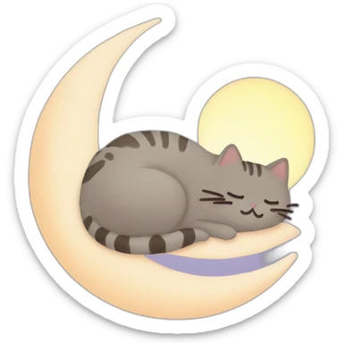pusheen sleeping on a moon sticker