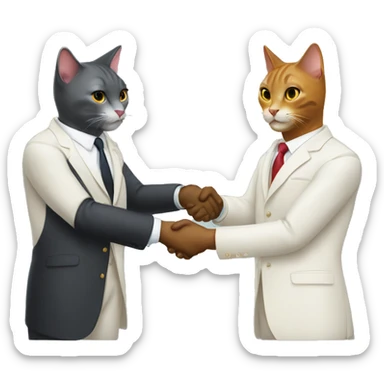 Two cats shaking hands in suits  sticker