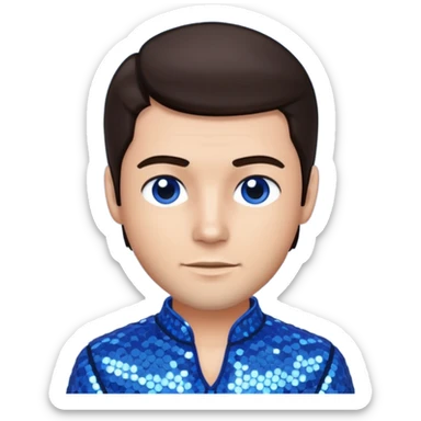 Joseph, father of Jesus from The Bible with dark brown hair, blue sequin outfit sticker