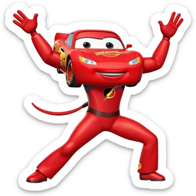 Lightning McQueen with arms and legs dabbing sticker