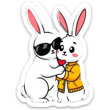 Bad Bunny kissing Jessica ❄️🥃 on the cheek sticker