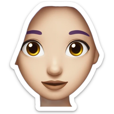 a young beautiful girl with purple hair and white skin sticker