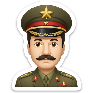 Joseph Stalin, simplified iconic style, no text, mustache, military cap sticker