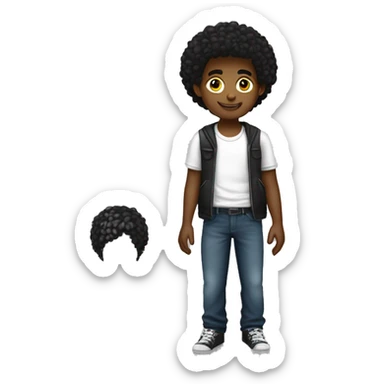 um menino adolescete negro com cabelo liso  curto e olhoes castanhos sticker