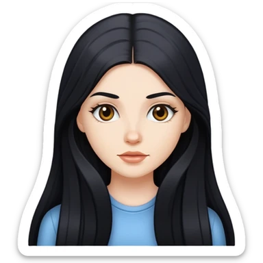 White girl with long black hair  sticker