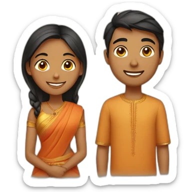 a young Indian couple who are thankful sticker