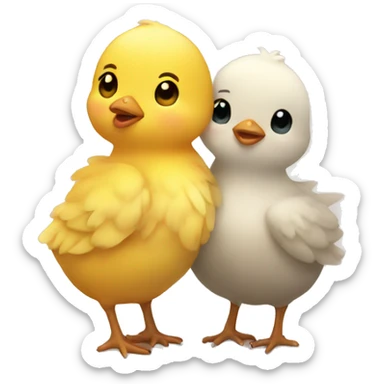 A chick hugging another chick sticker