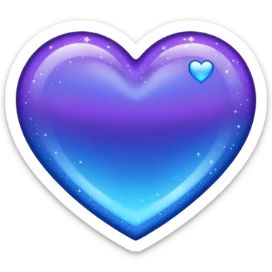 glitter heart, metallic purple to blue ombre sticker