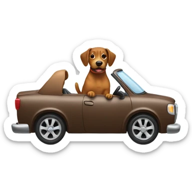 Brown dog driving a car sticker