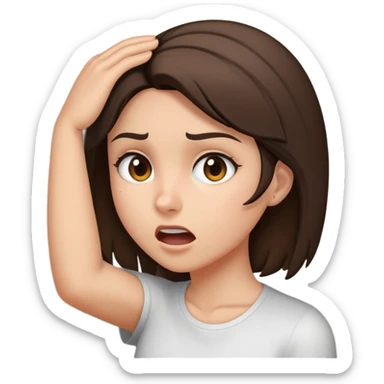 A brunette hitting her head on a wall sticker