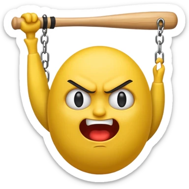 Angry emoji swinging a bat sticker