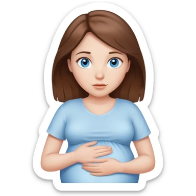 White pregnant woman blue eyes brown hair sticker