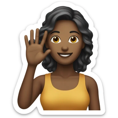 Create an emoji of a woman under 30 years old with a hand waving. sticker
