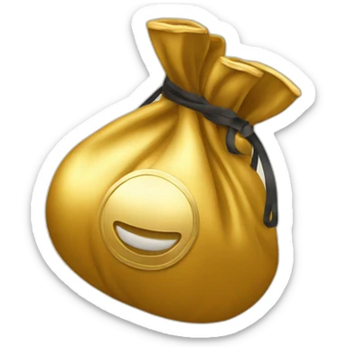 A GOLDEN MONEY BAG with kick boxing gloves sticker