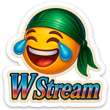 laughing crying 
lol face
Change His durag To Green
Add the words W Stream sticker