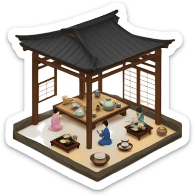 Tea ceremony in Japanese house  sticker