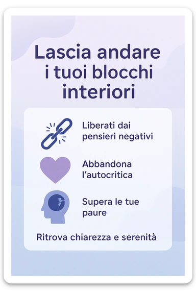 infografica stile post di instagram con titolo "Lascia andare i tuoi blocchi interiori" sticker