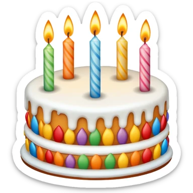 Birthday cake with candles and celebration sticker