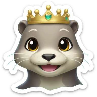 A cute and happy-looking otter face as a mermaid princess. sticker