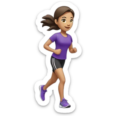 Girl Runner in purple T-shirt and swan logo sticker