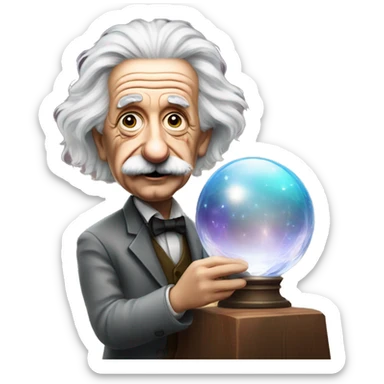 Albert Einstein with crystal ball sticker