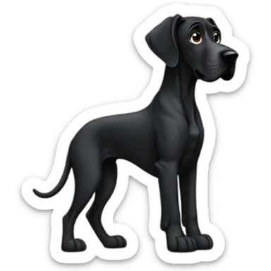 Black Great Dane dog, sitting sticker