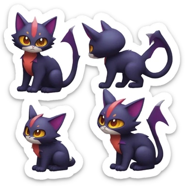 Cool Cute Edgy Chibi Cat-Noibat-Noivern-Litten-Pokémon-Fakémon-hybrid sticker