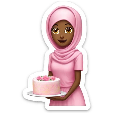 Pretty model muslim Somali girl baked a pink floral cake sticker