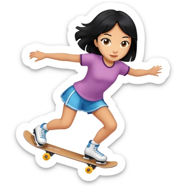 a girl with black hair and tan skin skating sticker