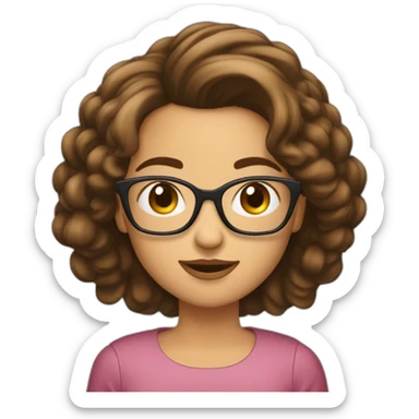 Fille a lunettes cheveux lisses bruns au carré sticker