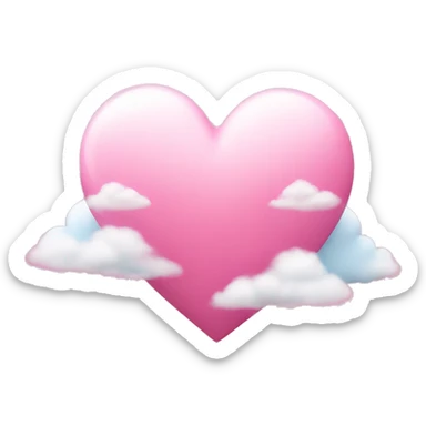 Pink heart with clouds sticker