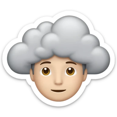 weather emoji of a gray cloud with a slight smile, expressing professional, calm, and thoughtful feeling in a consulting office, classic emoji style, no text sticker