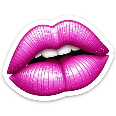 glitter pink mark of lipstick kiss sticker