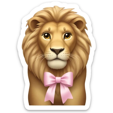 Lion with a little light pink bow sticker