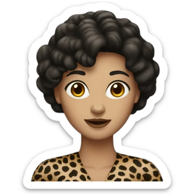 white dark-haired woman dressed in leopard sticker