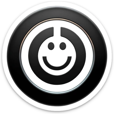 Minimalistic metallic power button emoji, perfect circle, black and white reflective metal, thin glowing outline, flat futuristic design

 sticker