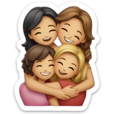 Four girls hugging in group  sticker