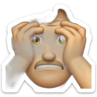 A man that is very angry and want to cry. His hands are between his hairs and want to pull his hairs sticker