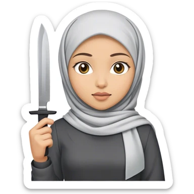 Light skin hijab girl holding a knife sticker