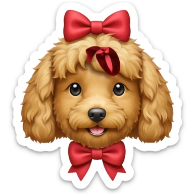 labradoodle with a bow in her hair smile sticker